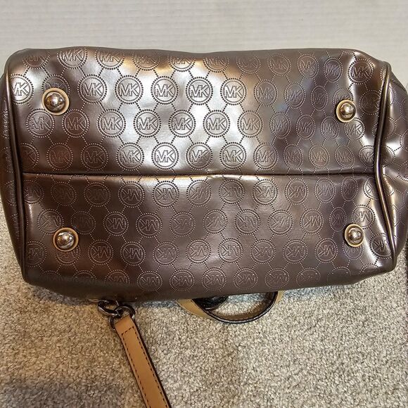 MICHAEL KORS metallic monogrammed satchel handbag - Picture 9 of 12